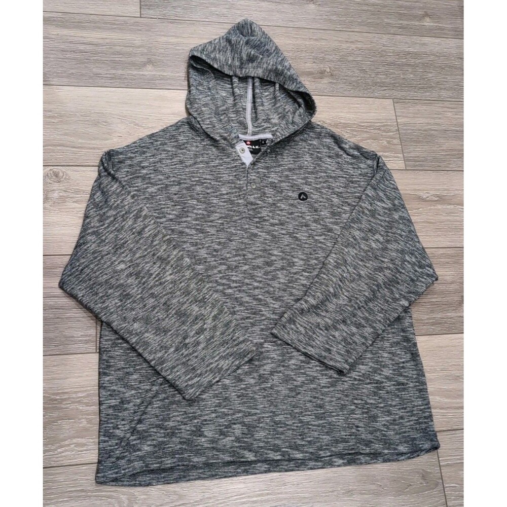 AIRWALK MEN'S LARGE HOODIE LOOSE FIT LIGHTWEIGHT 3 BUTTON THERMAL GRAY